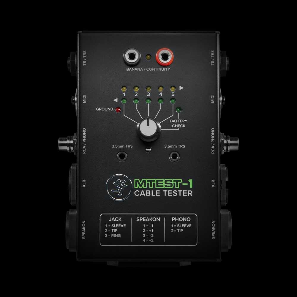 islmusic's tweet photo. Mackie Mtest-1 Cable Tester    MVR1100/-
-For live sound, recording &amp; broadcasting studio applications
 .1/4” TRS and TS
 .1/8” TRS and TS
 .XLR
 .RCA/Phono
 .Speakon
 .MIDI
 .Banana
-Verify each pin via the 6-way switch
-Manually check continuity with the supplied probes https://t.co/YAmnfOGWO4