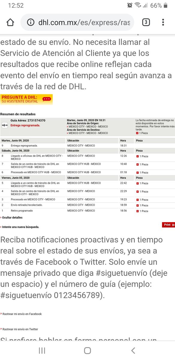 cookiekur's tweet photo. @DHLMex sé que no hay mucho a que salir, pero tengo 3 guías pendientes cuyas fechas de entrega estimada ya pasaron. En atención a clientes sólo dicen que están atrasados y que espere; y la página ya no actualiza🤔. Cuánto tiempo más me tendrás pegado al cel y asomado a la puerta? https://t.co/4kvAJc7dJM