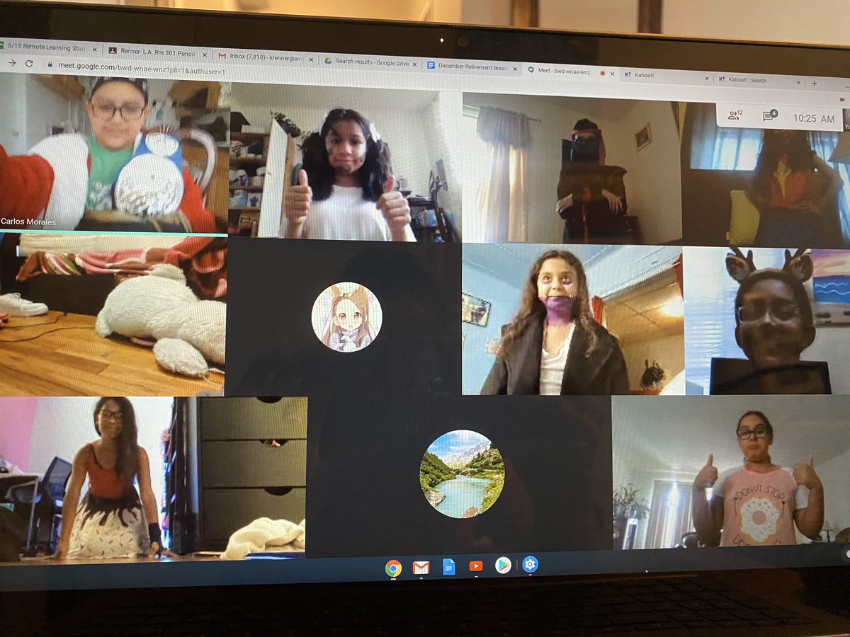 HLB_Fabulous4th's tweet photo. 4th Grade Google Meet “Halloween in June” Party! @MMaccaquano @WestNYSchools #remotelearning #googlemeets #4thgraderocks #halloweeninjune https://t.co/JnuhvU3c7Q