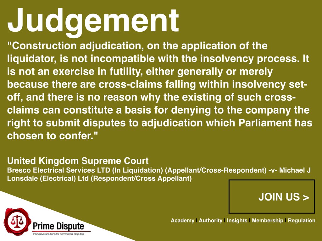 PrimeDispute's tweet photo. Construction Adjudication News - An endorsement for adjudication from the Supreme Court: https://t.co/9Q7F5OA44P #construction #adjudication #ADR #LordReed #Judgement #SupremeCourt #UK https://t.co/RWuXXmQk04