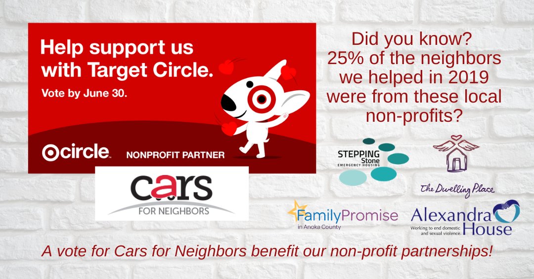 CarForNeighbors's tweet photo. Final 2 Weeks of Voting!
Cars For Neighbors is participating in the Target Circle program!
You can vote for us and help direct Target’s giving to benefit our nonprofit. For full program details and restrictions visit Target Circle: https://t.co/t9eEux1lum https://t.co/N2rh4SV0gC