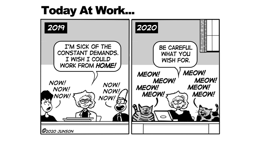 junson's tweet photo. My new cartoon for the Employee Experience and Engagement Network... #WorkingFromHome #EmployeeEngagement #TheNewNormal https://t.co/1M20oCDmHI