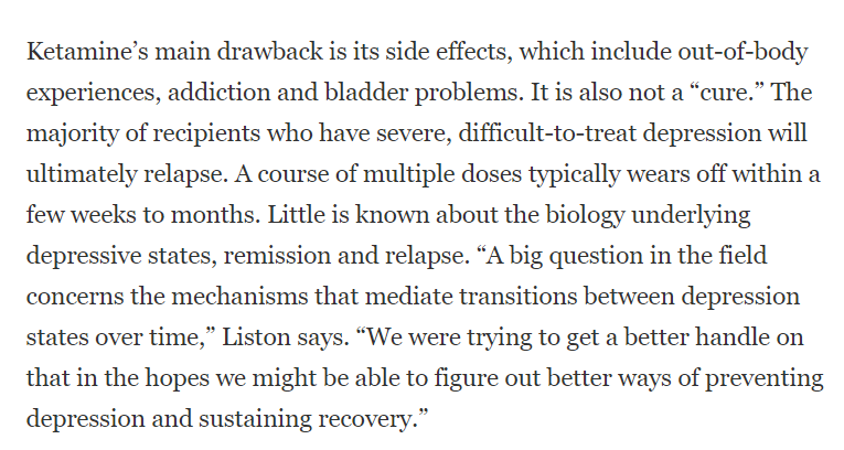 Ketamine is a useful drug, but not a cure. It's good for a temporary burst of happiness, not preventing long term mental health problems.  https://www.scientificamerican.com/article/behind-the-buzz-how-ketamine-changes-the-depressed-patients-brain/ https://www.ncbi.nlm.nih.gov/pmc/articles/PMC4544340/