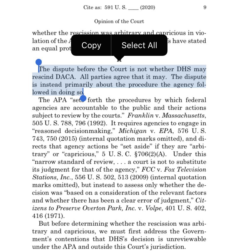 A Thread on the  #DACA decision (please share)This is the most important line in the  #DACADecision.Please understand all Justice Roberts and the liberals on the  #SCOTUS did was buy the United States time to November to elect a new president. 1/4