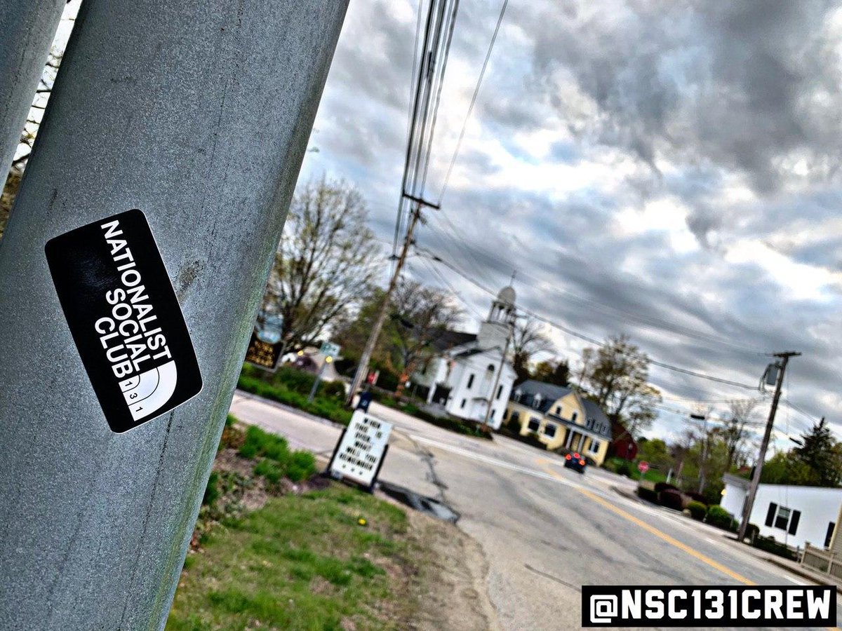 The group has posted stickers just across the Maine border in Kittery and York. 5/