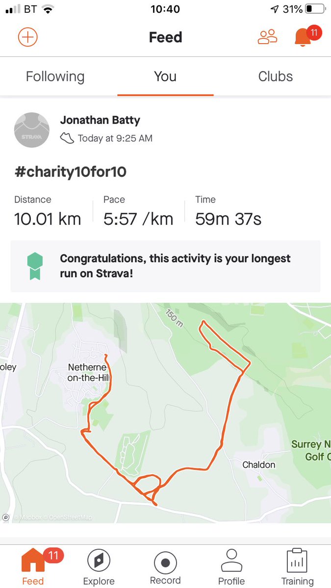 Oh hello 10km! 1st time in about 15years...might be feeling it tomorrow! All for a great cause though and donation made to the  @CricketersTrust and the #charity10for10 appeal. I nominate @adamhollioake @bickers1969 @medders30898 good luck chaps!!