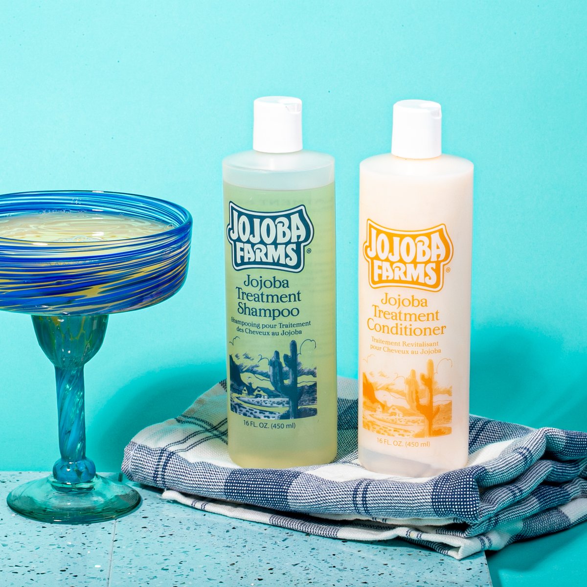 Happy Hour line up! Our Jojoba Farms shampoo and conditioner uses keratin protein and panthenol to improve the texture of hair and the health of your scalp.
