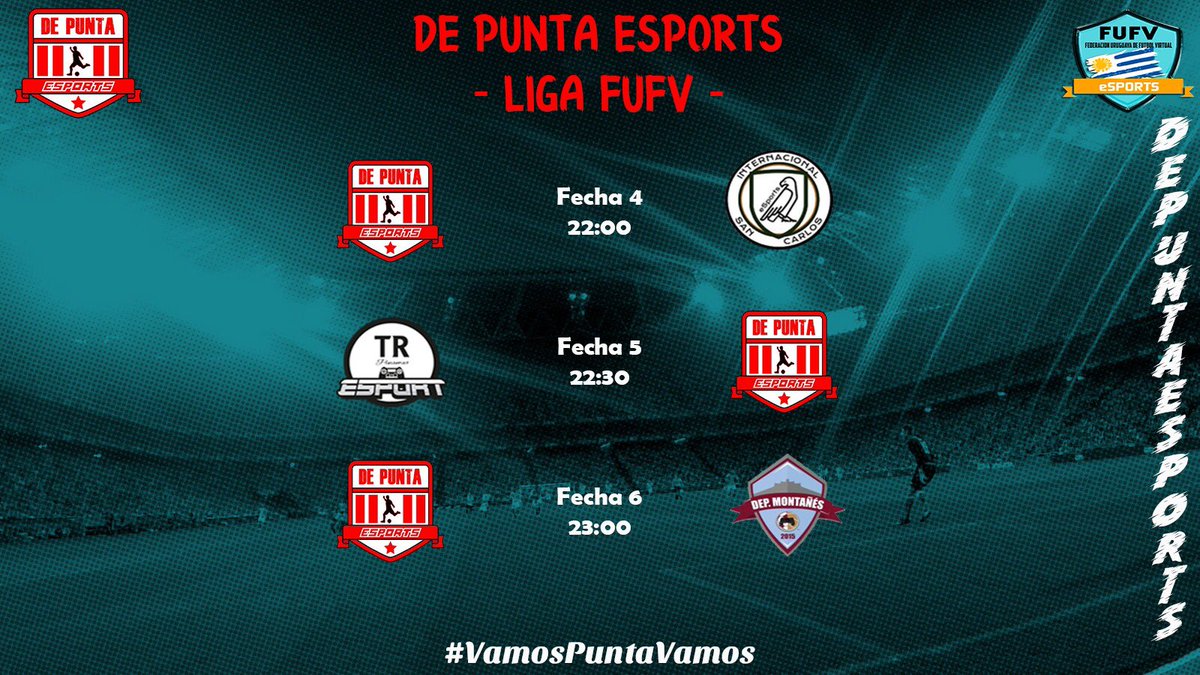 DePuntaEsports's tweet photo. Hoy se juega ⚽️🎮
Vuelve la liga @FUFVeSports 
Nos enfrentamos a tres buenos rivales, en los cuales debemos sumar positivamente para prendernos en lo alto de la tabla 💪🏽
#VamosPuntaVamos https://t.co/yufYj3WXxW