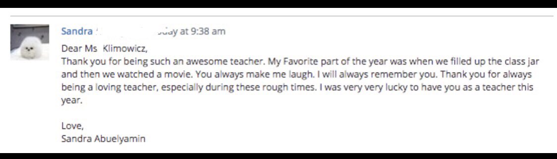 MissKlimowicz's tweet photo. My 💙 is so full! As a teacher you hope to have a positive impact on your Ss’ lives, not really thinking about the impact they’ll have on you. I am forever changed from my 1st yr teaching! Thank you Ss for affirming that being a teacher was my dream job! #GoRams @HowellTwpRamtwn https://t.co/k6d9700N8l