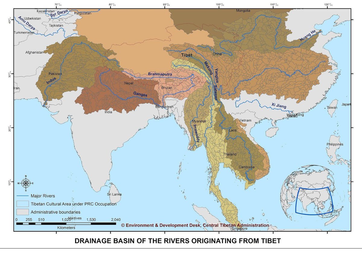 5) Communist China gobbling the Buddhist majority Tibet was the biggest tragedy of 20th century. Tibet was India's cultural, religious, historical neighbour for 1000+ years.More importantly, Tibet is the origin of nine major rivers of Asia. Communists took over water control .