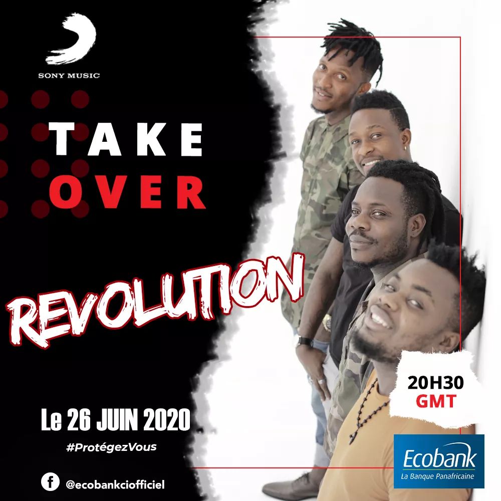 ecobankci's tweet image. Hello les  Branchés de Ecobank 
Rendez-vous vendredi 26 juin à 20h30 GMT pour la 2ème édition du live DigitShow avec Le groupe Revolution officiel
Vos artistes prendront le contrôle de votre banque pour un show unique ! 
#Protégezvous 
#SonyTakeoverEcobank
#DigitShow