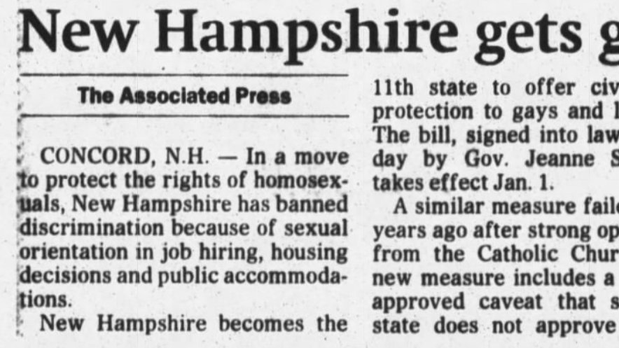 New Hampshire Gets Gay-Rights Bill