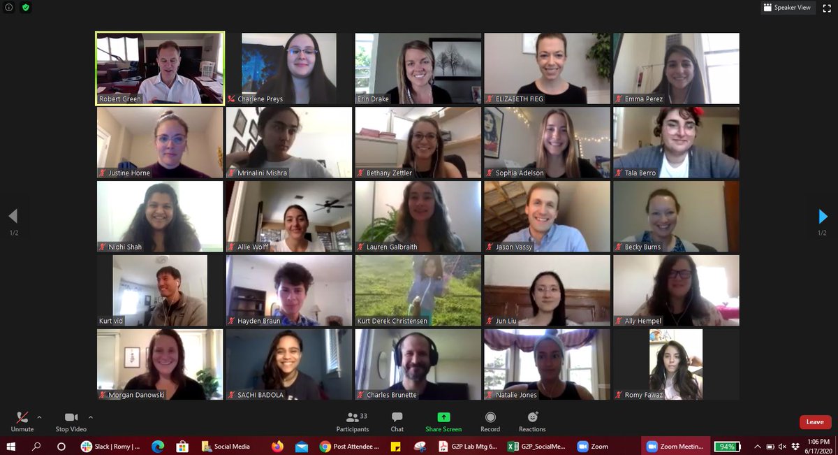 Genomes2People's tweet photo. Zoom is still keeping us connected for lab meetings! We're excited to welcome new students &amp; guests. We also heard an excellent scientific presentation by #geneticcounselor Emma Perez, MGC on @MassgenBrigham #biobank's involvement in COVID related research with @covid19_hgi! https://t.co/OYI3TkC1UT