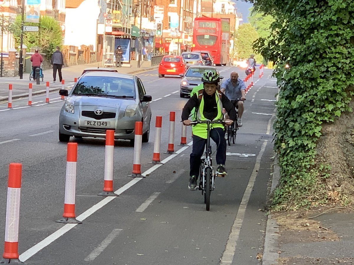 7/ Protected cycle lane at Ealing Common, Ealing. Photos  @johnstreetdales
