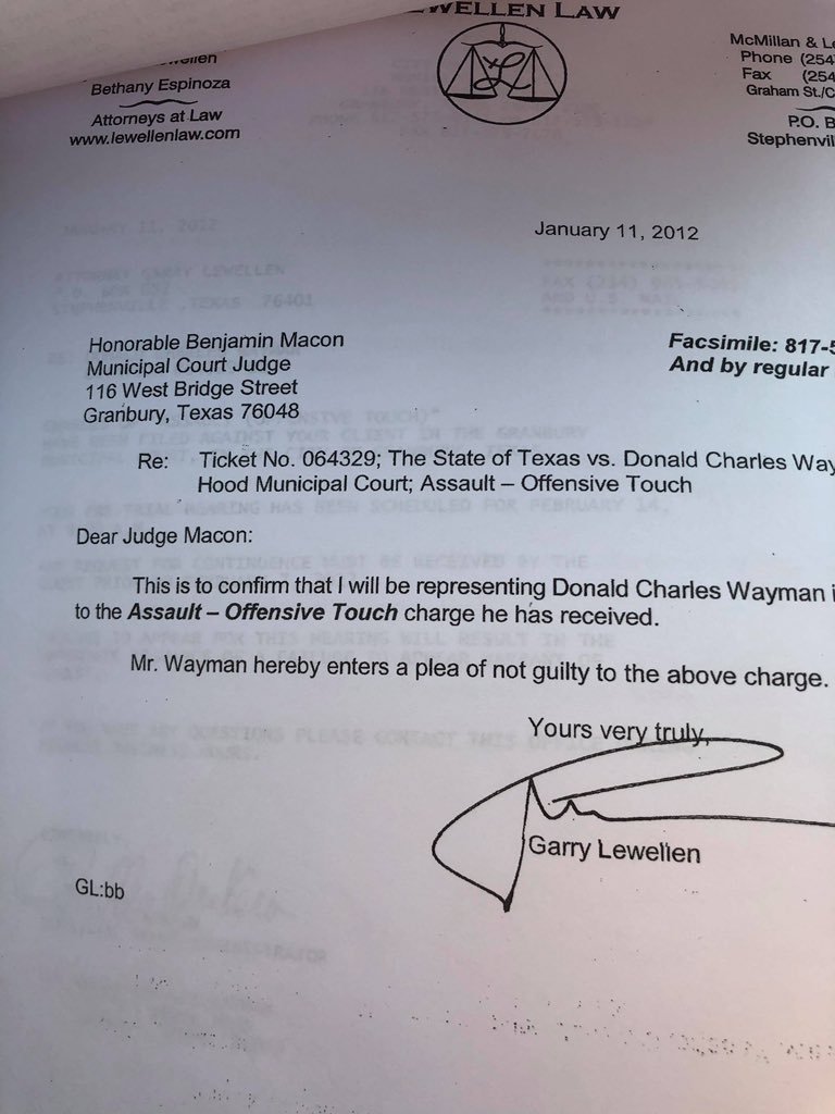 And now, an anon has uncovered records of Donald Wayman's sexual assault of a child in Granbury, TX, and shared them to a non-official Selah, WA Twitter account: 12/15