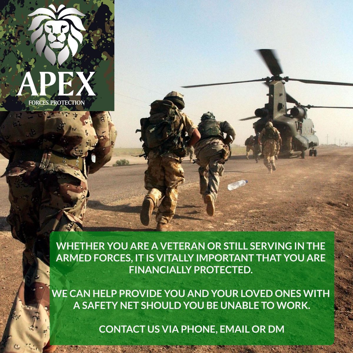 Are you a member of the Armed Forces? 

🦁

We are here to help you be covered for every eventuality.

🦁

#ukarmy #ukmilitary #royalmarines #royalnavy #royalairforce #veteranowned #insurancebroker