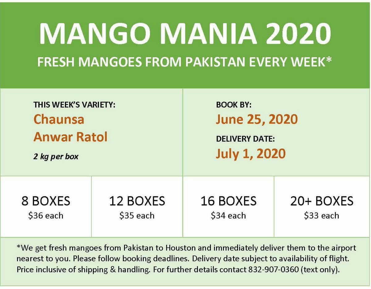 Remember my story about buying Pakistani mangoes off whatsapp? Orders are open. Whatsapp the number below if you are able to drive to an airport to make a pickup