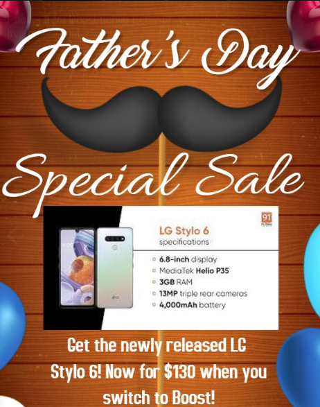 PhonesrusFrepor's tweet photo. Father's day sales are here!
Starting off, we have the newly released LG Stylo 6!
Now in stores!
Now, get this phone for $130 (+taxes, activation, and service) whenever you switch over to Boost!

Contact us at: (713)-636-9233
Visit us at: 628 Freeport St Houston TX 77015 https://t.co/VNUOfr1PM0