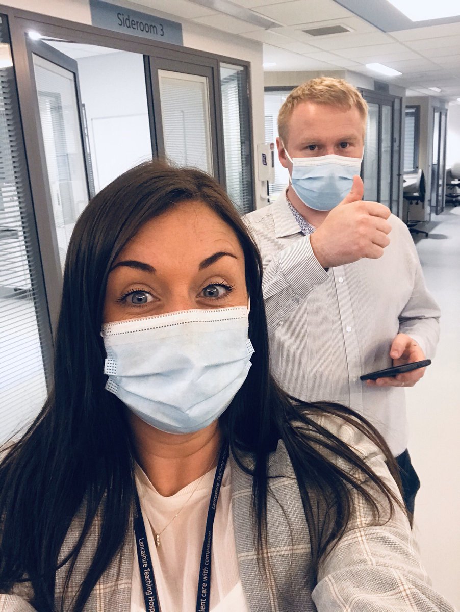 Felt rather strange being back on site today after 3 months working from home but we were masked up, socially distanced and ready to go for the opening of the new Critical Care Unit 😷 #commsteam