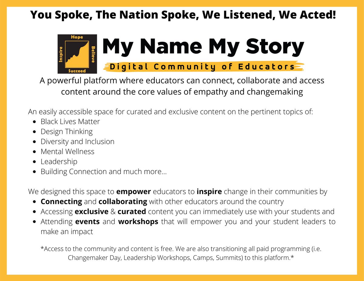 MNMSorg's tweet image. 📢ALL EDUCATORS WHO VALUE EMPATHY AND CHANGEMAKING! We built this for you. Join now at home.mynamemystory.org