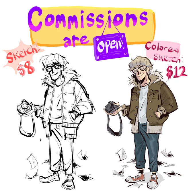 hello all. the start date for my summer job got delayed so i need to make some extra cash while i wait to put towards college. so im opening some commission slots. heres some info. dm me if interested ! 
