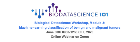 Biodatascience1's tweet photo. Registrations are open for our live introduction to #MachineLearning on tumor imaging features in #Jupyter notebooks, with model analysis in @scikit_learn !! Teaching directly in your browser. Join our online workshop on 30th June 0900-1230 CET. Sign-up: https://t.co/Jai8TPW6pe https://t.co/tEvlca5PyP