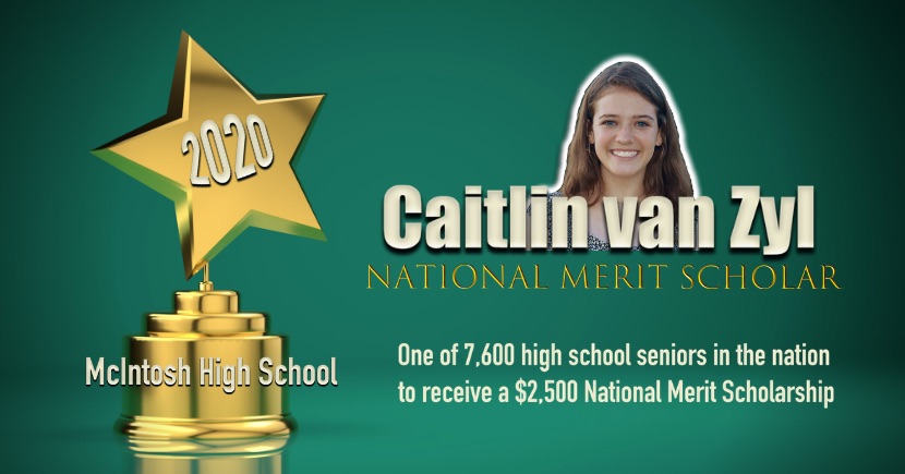 Congratulations to Caitlin van Zyl of McIntosh High who is one of 7,600 students nationwide named a National Merit Scholar and selected to receive a $2,500 National Merit Scholarship!  bit.ly/2UZblnc