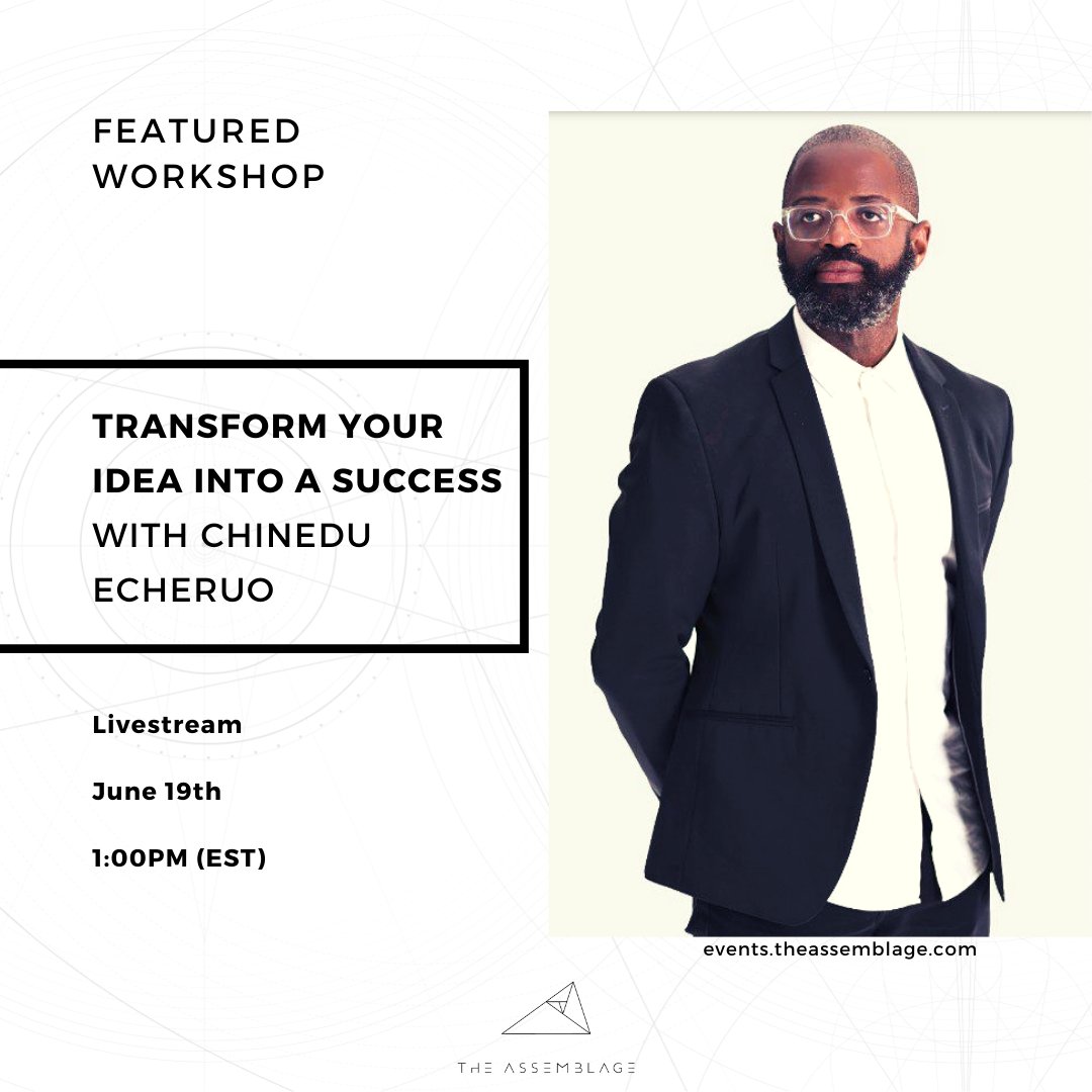 Tomorrow, Learn how to Transform Your Idea into a Success with <a href="/cuecheruo/">chinedu uzoma echeruo</a>! This is a Free #workshop with all voluntary donations going to <a href="/eji_org/">Equal Justice Initiative</a>. You don't want to miss this!

Get your tickets here: ow.ly/nkdk50AaexO

#juneteenth #productdevelopment #blacklivesmatter