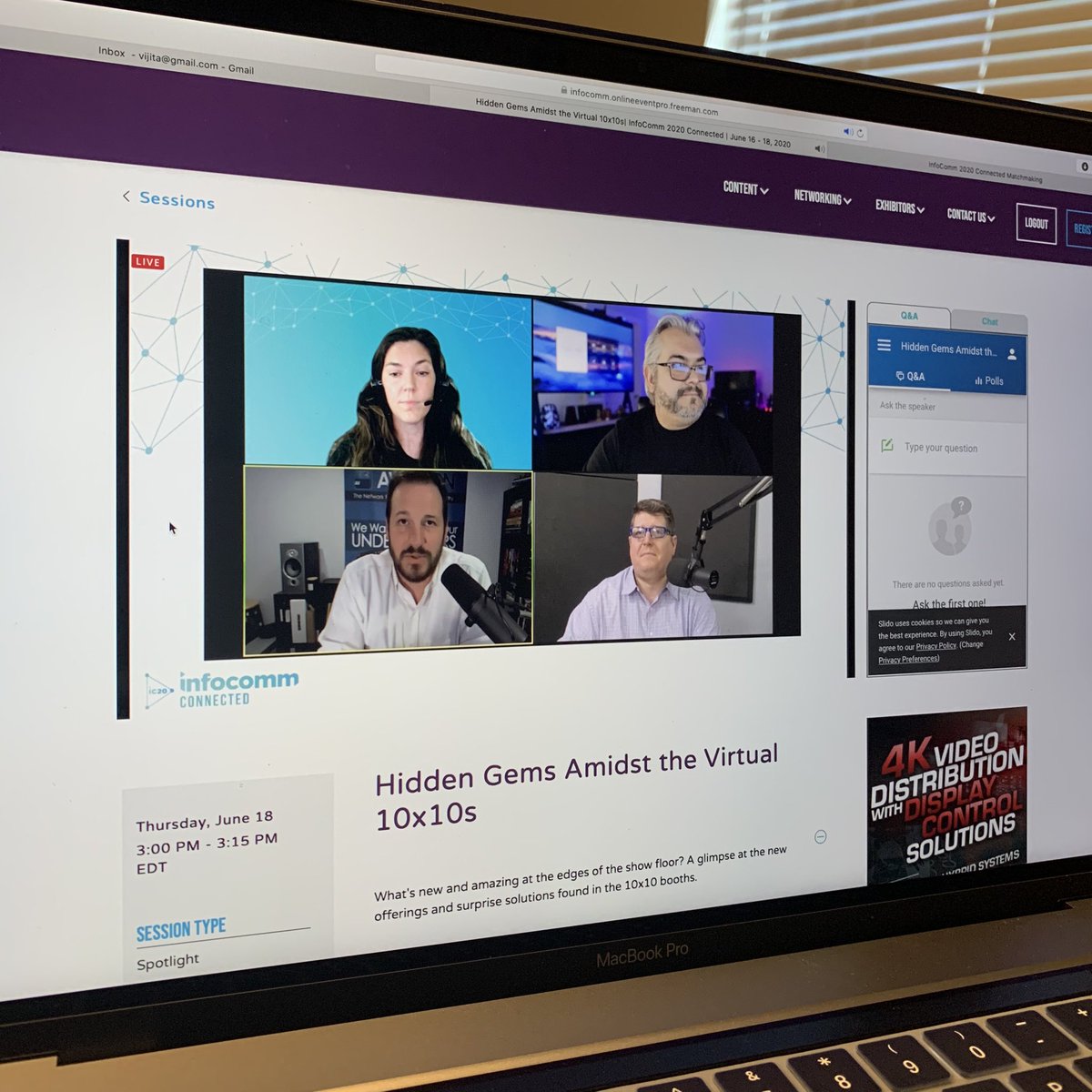 Views_by_V's tweet photo. With so much going on with #InfoComm20, this session should help you find some cool products on the last day. #HiddenGems w/ @chris_neto @mattdscott @tdalbright #InfoCommConnected https://t.co/o6Ce7O2DQ3
