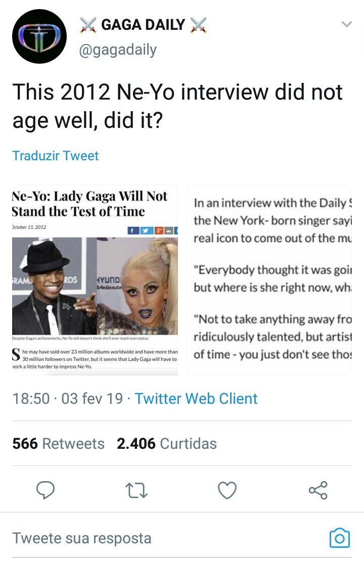 The thing is they never act like Gaga teach us to act - being the "biggest fansite", they should be the example right?I remember when they tried to drag Ne-Yo and he replied: