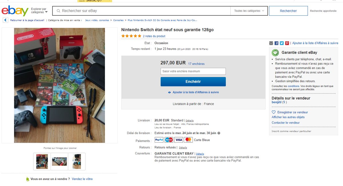 Sauf que quelques détails sont troublantsTout d& #39;abord, sur Ebay l& #39;annonce est une enchère dont le prix est supérieur à l& #39;annonce LBC. Pourquoi vendre à quelqu& #39;un alors qu& #39;on a une enchère plus élevée ?