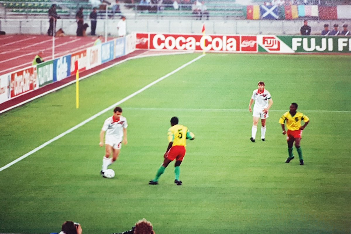 Match was  #Cameroon (already guaranteed of progressing after two wins) v  #SovietUnion (needing a miracle after two defeats). Result was 4-0 to the Soviets but a draw in the other group match meant they went home.  #Italia90