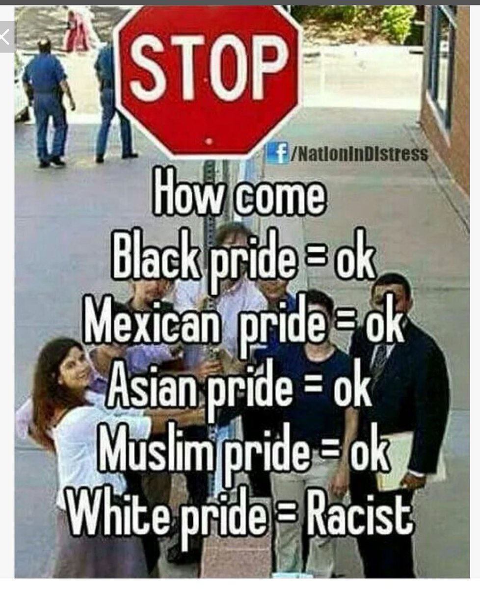 So, I’ll leave you with this. We’ve all seen this meme. But why is that? Whites can’t be proud of their race w/out getting called “Nazis” or “white supremacists”. Don’t let THEM dictate what is ok & what is not. I am white & proud, if that makes me a racist, SO BE IT, IDGAF. 