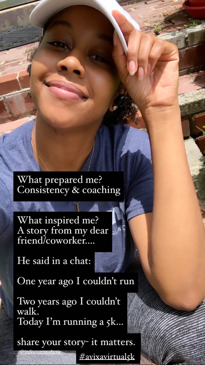 HananeAbdalla's tweet photo. Quick update and storytimee...
Finished my first 5k in 2 whole years 😳... all for the #AVIXAvirtual5k
Man, my @AVIXA fam you guys inspire me daily 🙏🏽🔥. https://t.co/0TlgERtfyG
