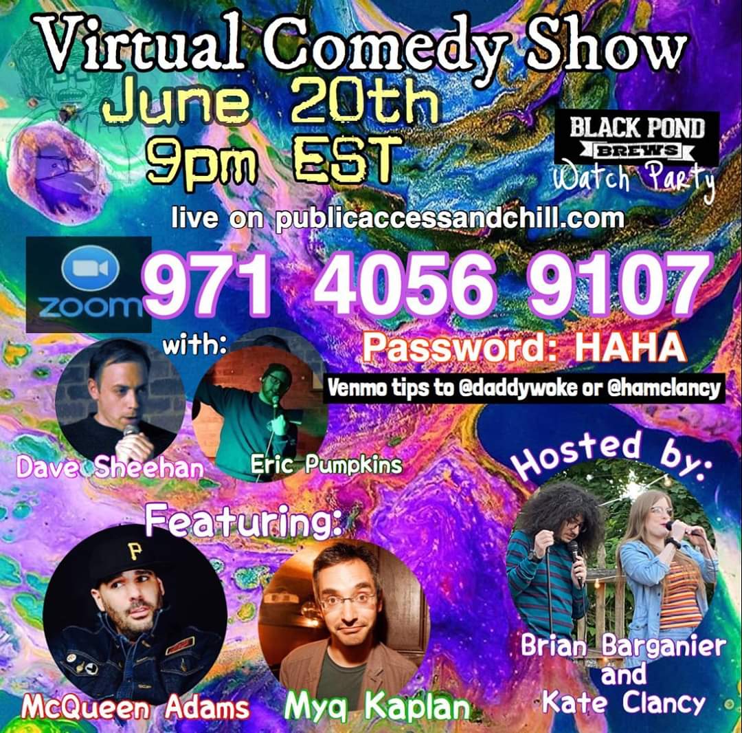 paacshow's tweet photo. This is a thing that is happening Saturday. 
We've been doing these almost every Saturday and it's always a blast! We are excited to have @myqkaplan back as the headliner this Saturday.
#ctcomedy #comedy #standup #virtualstandup https://t.co/pQAKifMWuh