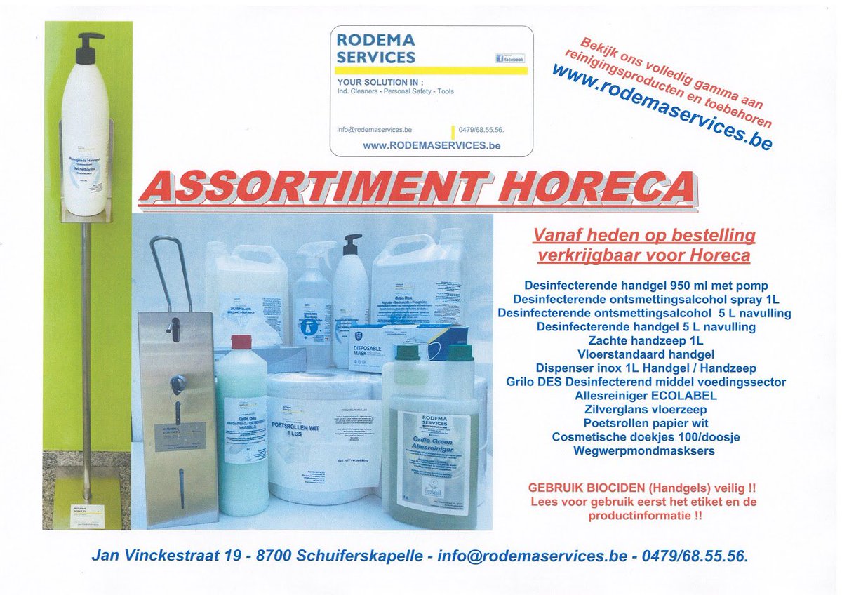 Onze producten voor de horeca rodemaservices.be