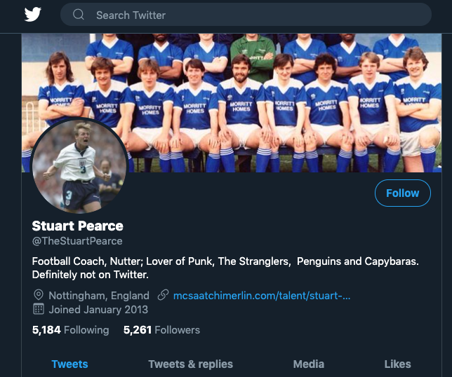 Enjoying @TheStuartPearce Twitter home page just now…