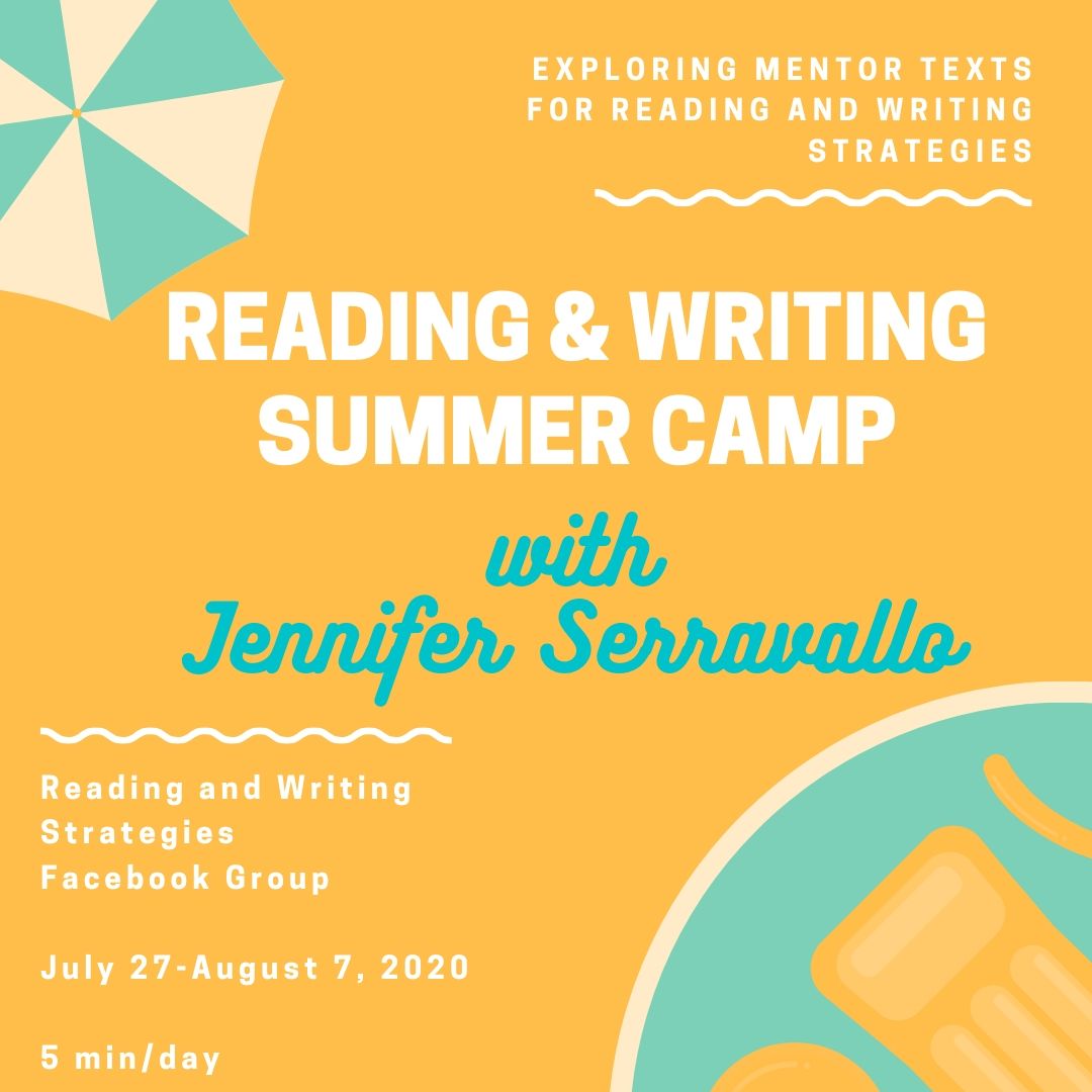 This summer, we'll focus on using mentor texts to teach strategies from The Reading Strategies and Writing Strategies Books. Free, no registration. Just make sure you're part of the Reading and Writing Strategies Facebook Group and you're "in."