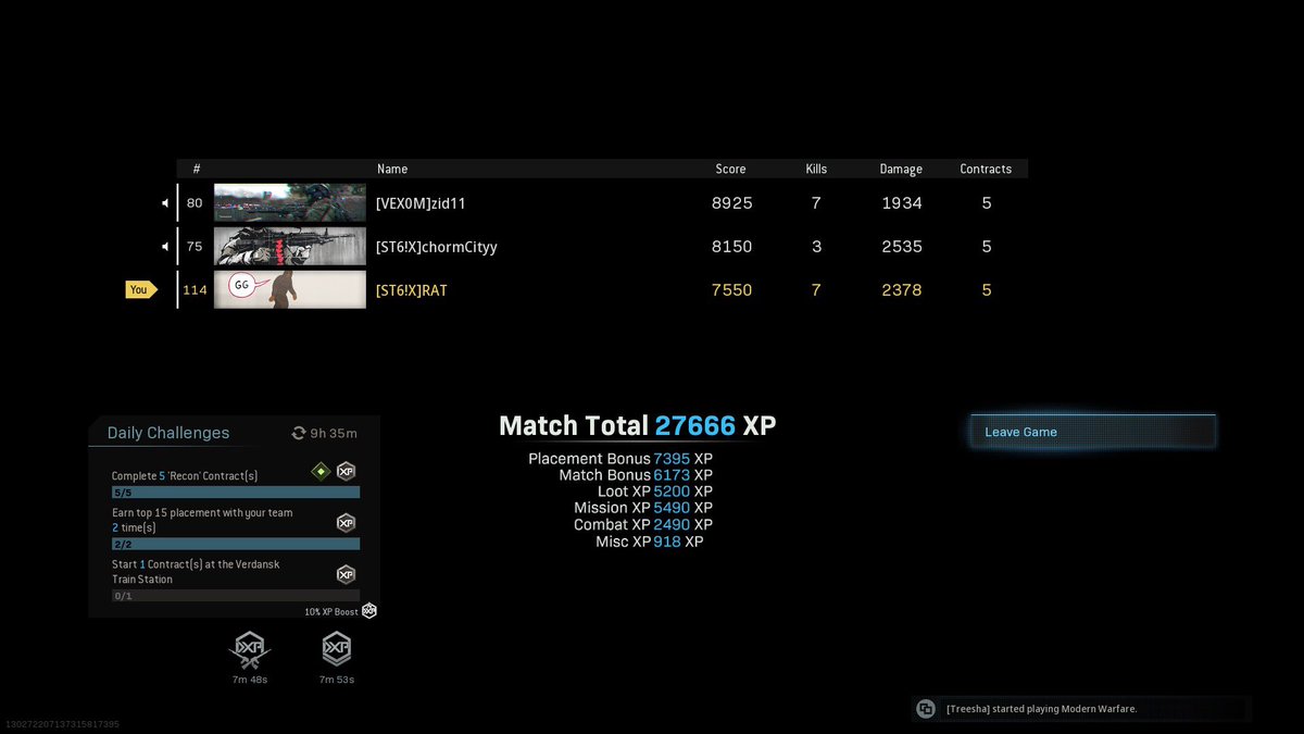 GangerST6's tweet photo. WE JUST GOT OUR FIRST W ON STREAM!!! #11 #LFG #ST6ix Shoutout Zid and Chorm !!! BOOOOM!!!!🤯🔥😤 https://t.co/Np8wkvmTAt