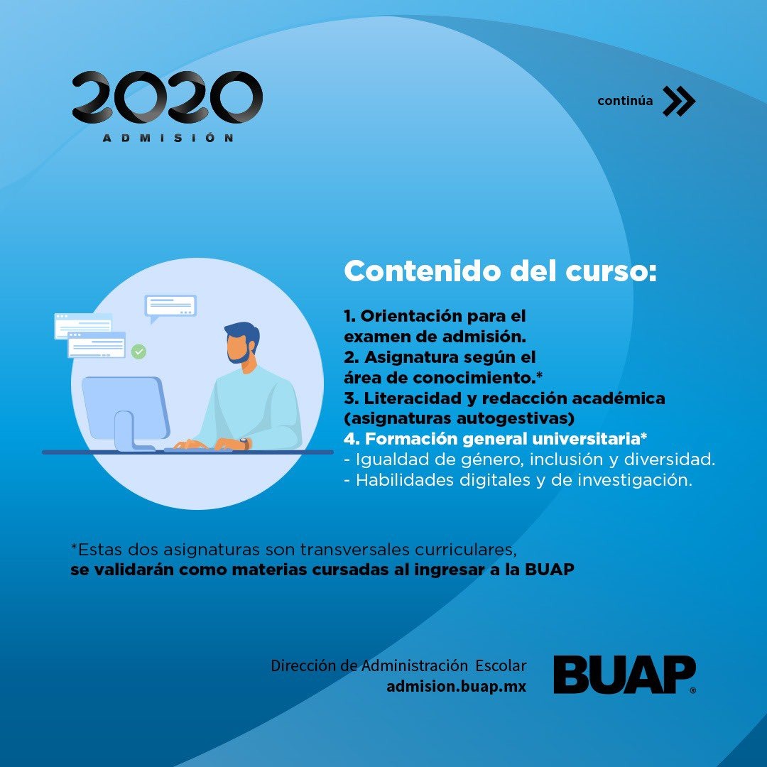 JCarlos_Valerio's tweet image. Éste nuevo semestre de “pre-ingreso propedéutico” iniciará en agosto y culminará el 23 de noviembre, para que el #examen se lleve a cabo en la última semana de noviembre y la primera de diciembre. Aquellos que logren ingresar a la #BUAP se le validarán 2 materias de dicho curso.