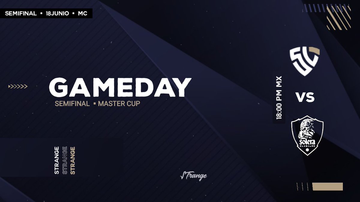 #GameDay

Para empezar el día tenemos partido contra <a href="/SoleraClasher/">Solera Clashers</a> en donde nuestros jugadores dejaran todo en la arena para lograr avanzar a una final más! <a href="/MasterCup_1/">Master Cup #QuedateEnCasa</a> 

#GoStranges