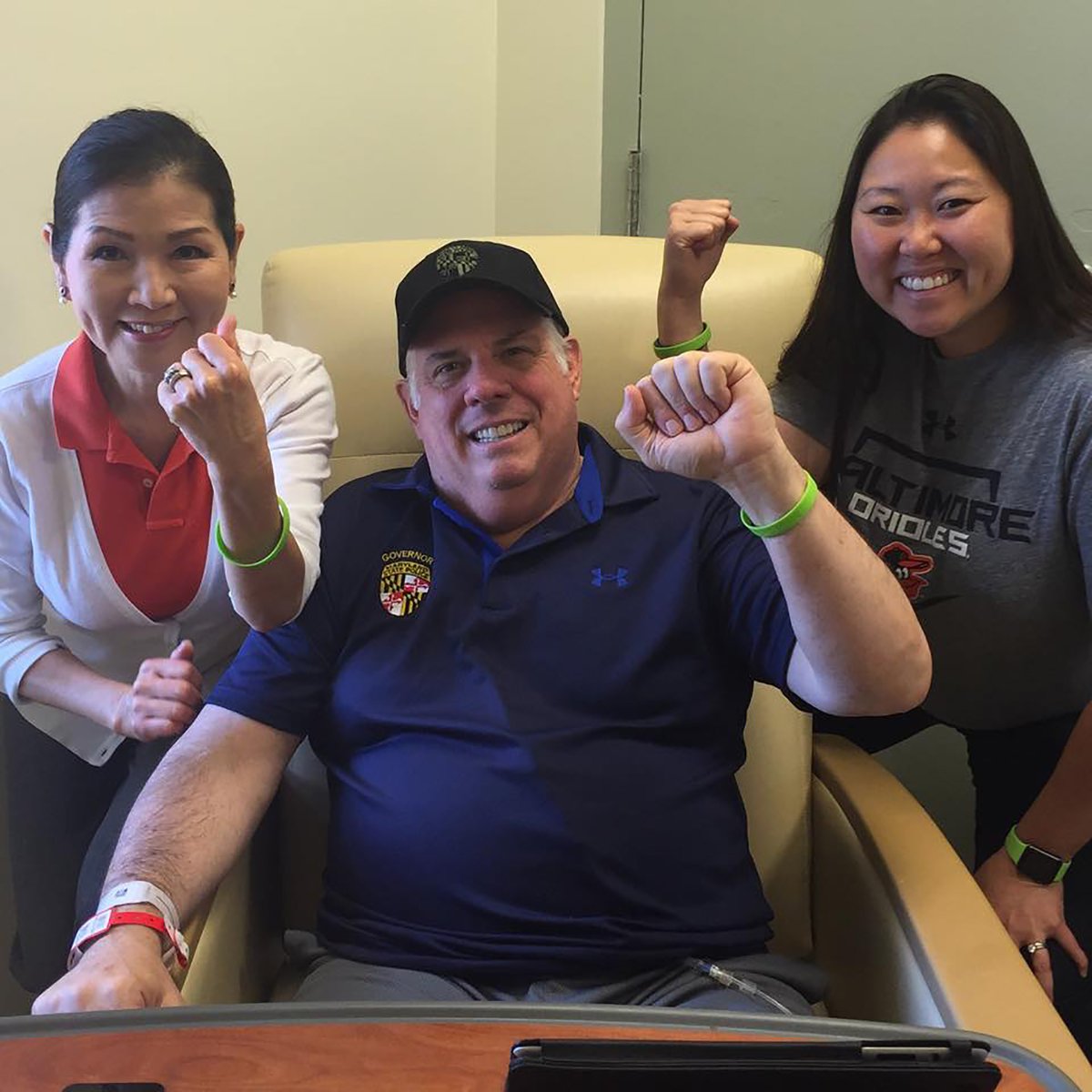 GovLarryHogan's tweet image. Five years ago today, I was diagnosed with a very advanced, very aggressive cancer that had rapidly spread throughout my body. Today, I had my final, five-year anniversary PET scan at UMMS, which confirmed that I am still 100 percent cancer free!