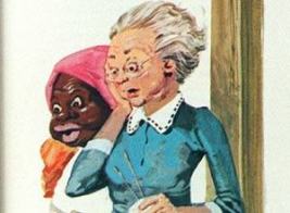 In illustrations, Tia (Aunt) Nastácia is usually portrayed as a portly woman, obviously black and often with big lips.  Monteiro Lobato is a beloved (yet racist) children's stories writers. And his stories have even become TV series.