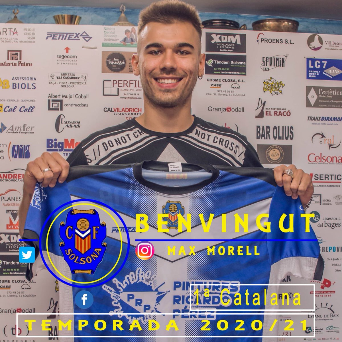 CFSolsona's tweet photo. Oficial| FITXATGE ✍🏼❗️
.
Fitxatge de luxe per a la davantera blava. Provinent del @uevic1922 i amb molta experiència a 1a Catalana de ben segur que farà anar de corcoll les defenses rivals.
.
Benvingut Max!
.
#cfsolsona #somescapulats #🔵🔵⚪️🔵⚪️🔵 🔵 https://t.co/nVjuEYhu6d