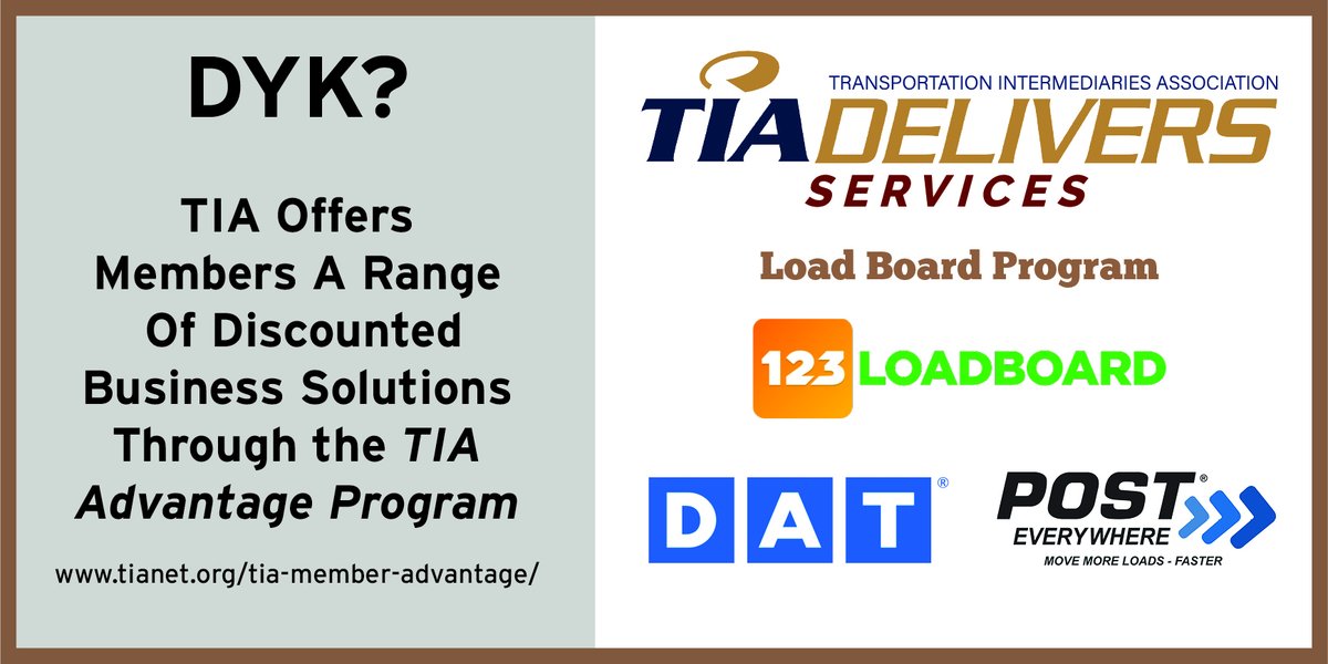 tianetdotorg's tweet image. @3PLAssociation offers members a range of discounted business solutions through the #AdvantageProgram including industry-leading #LoadBoards bit.ly/2Udt9Ki  #TIADelivers
