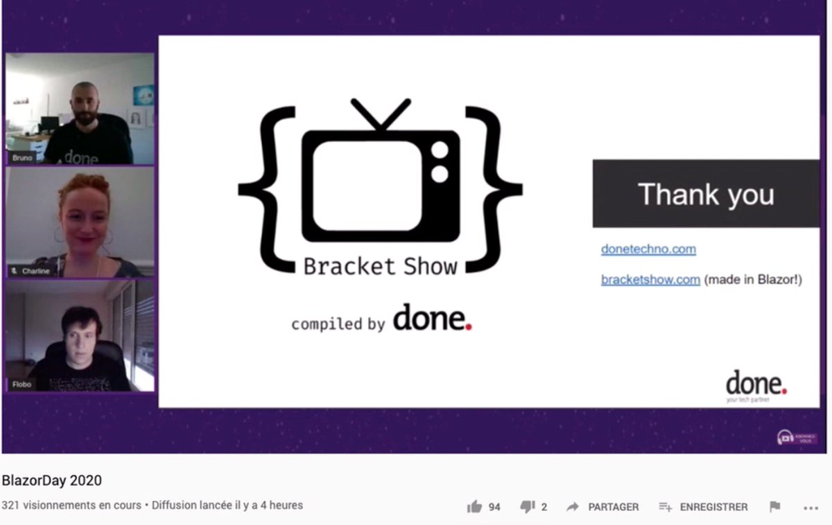 donetechno's tweet photo. Way to go Bruno! Belle présentation à #BlazorDay @BracketShow 🙌 https://t.co/iC4vIVzChm