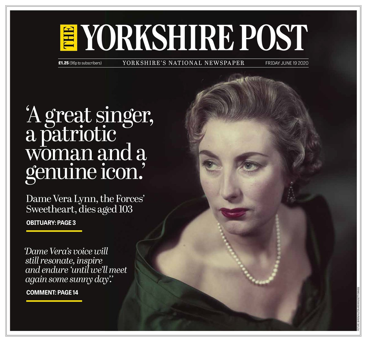 We're just putting together tomorrow's @yorkshirepost front page and here's the top half...
#DameVeraLynn #ForcesSweetheart 

#Yorkshire #newspapers #photography