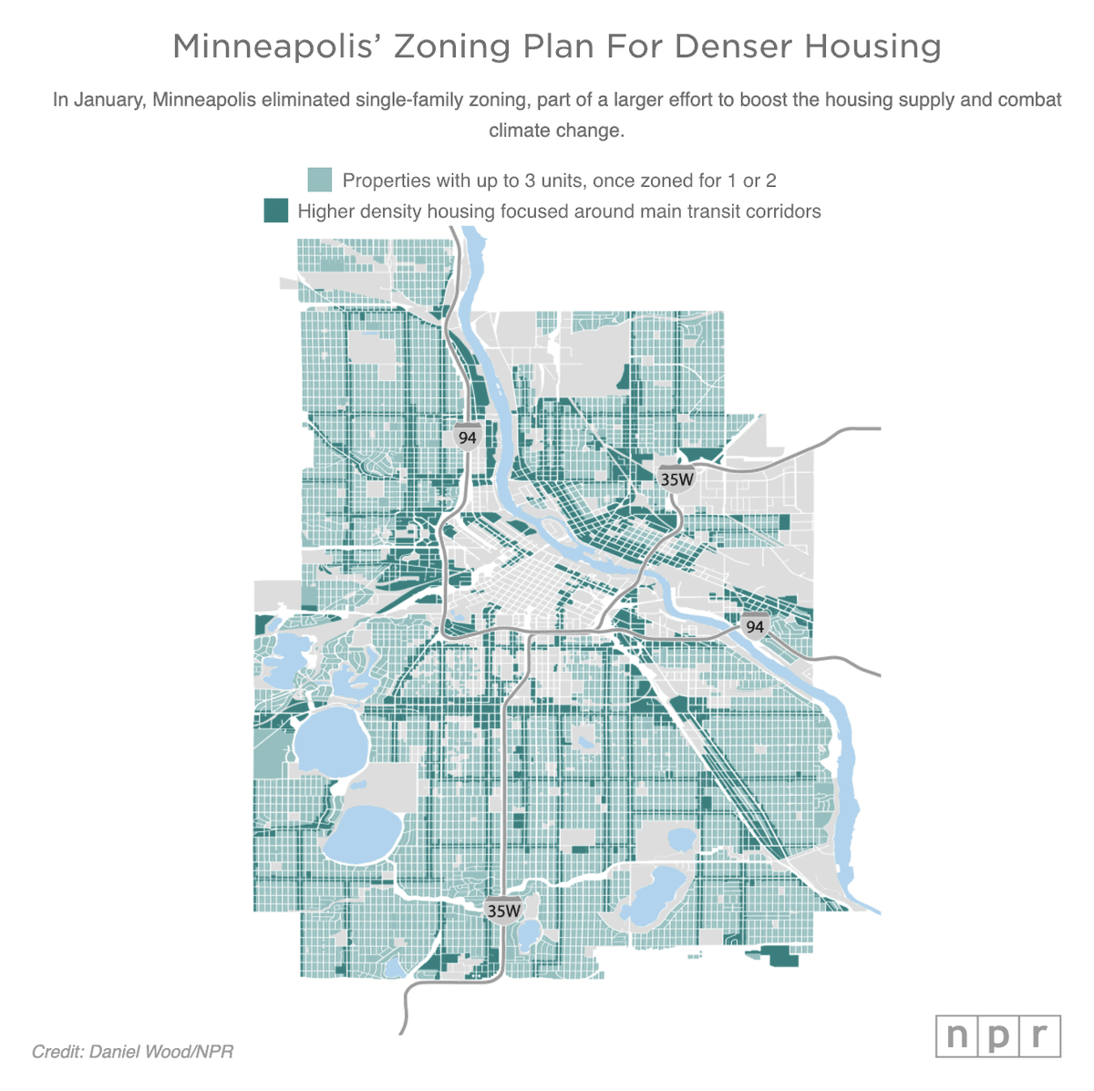 7/ Minneapolis eliminated single-family zoning, becoming the first major American city to do so.The goal of the new zoning plan is to create denser housing near transit and jobs, improving the supply and helping combat climate change.