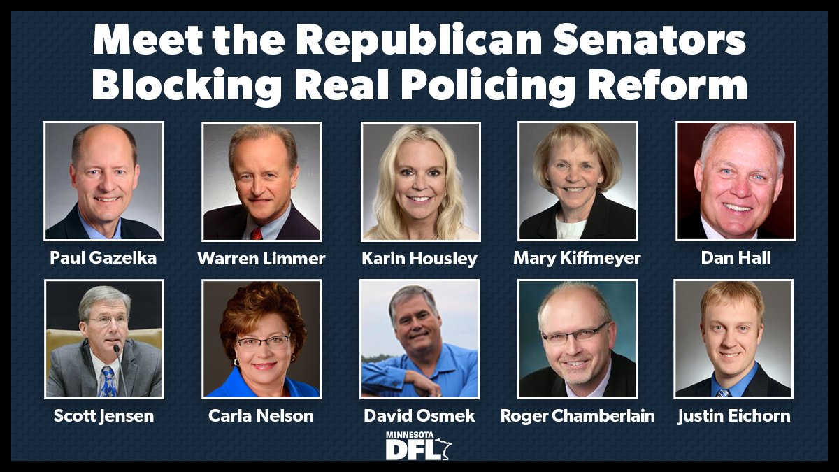 THREAD: Tomorrow, on Juneteenth, Minnesota Senate Republicans are planning to leave town instead of passing serious policing reform.We'd like to introduce you to some of the Senators who want to cut and run on Minnesota as our state cries out for justice and change.  #mnleg