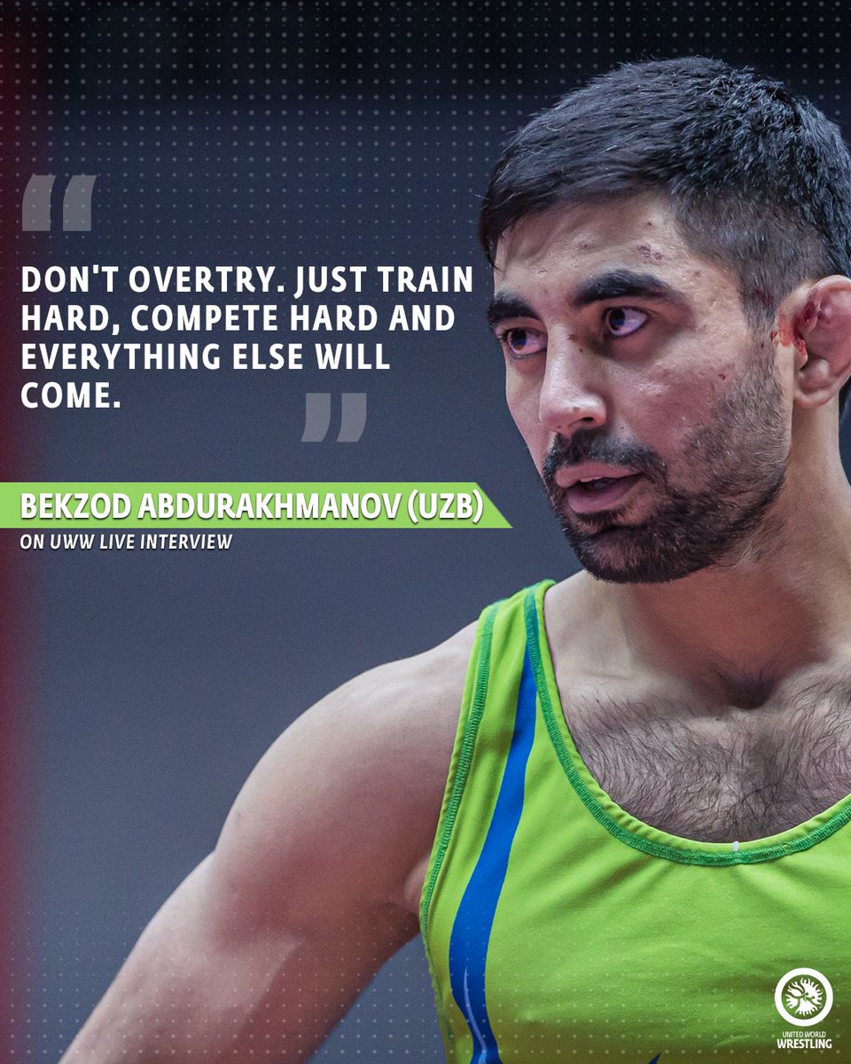 "Don't overtry. Just train hard, compete hard and everything else will come." - Bekzod ABDURAKHMONOV 🇺🇿 
—
Listen to the full UWW LIVE over on our IG feed.